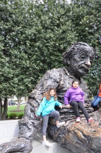 The girls at the Einstein statue