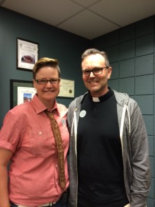 Pride Foundation Board Member, Greg Smith stands with Kim Leighton – Pride Foundation’s Regional Development Organizer in Montana – following final passage of the NDO. 