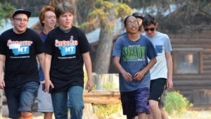 Students walking in Montana